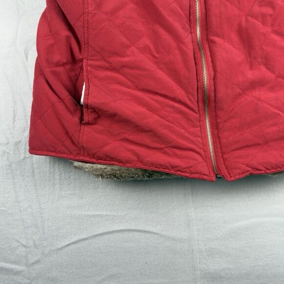 Reversible Womens Vest Lg Red Quilted & Faux Fur Full Zip by Charter Club - Picture 5 of 16
